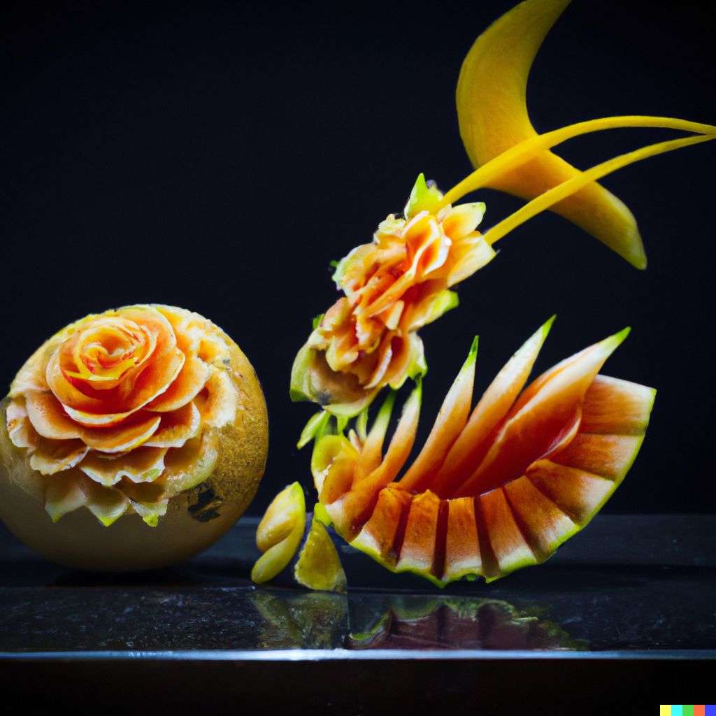 the discovery of gravity, fruit carving